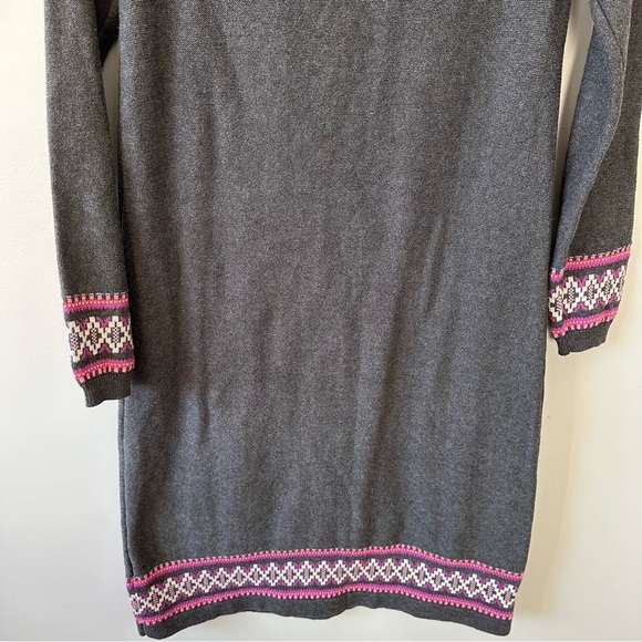 Hanna Andersson Fair Isle Sweater Dress Womens XS Gray & Violet Nordic Knit - Picture 11 of 13